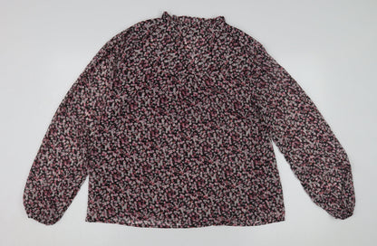Neo Noir Women's Black Floral Blouse, Size 12, Long Sleeve