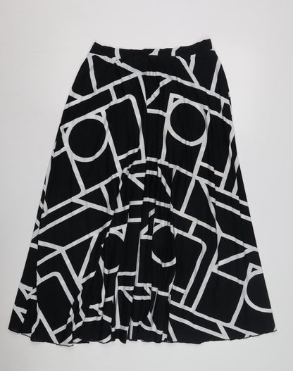 ASOS Women's Black A-Line Geometric Midi Skirt, Size 12