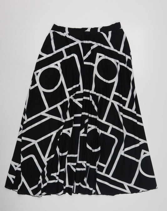 ASOS Women's Black A-Line Geometric Midi Skirt, Size 12