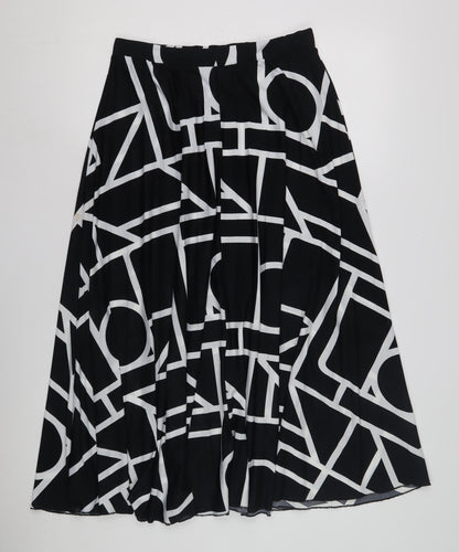 ASOS Women's Black A-Line Geometric Midi Skirt, Size 12