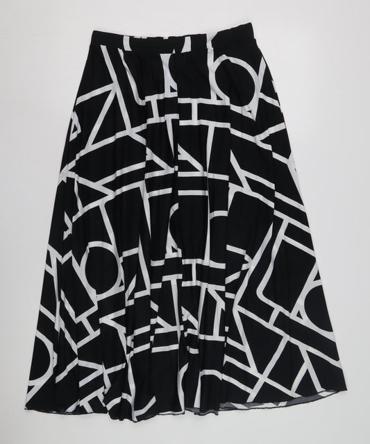 ASOS Women's Black A-Line Geometric Midi Skirt, Size 12
