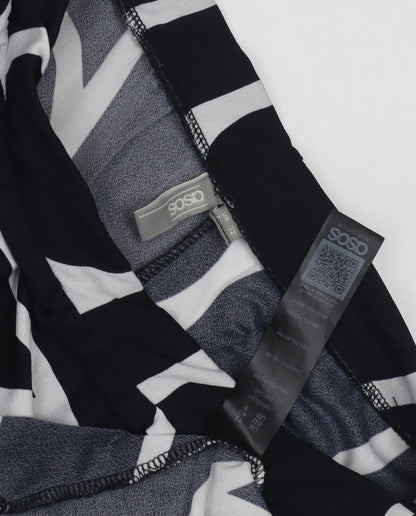 ASOS Women's Black A-Line Geometric Midi Skirt, Size 12