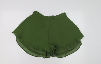 PrettyLittleThing Women's Green Ruffle Shorts Size 12