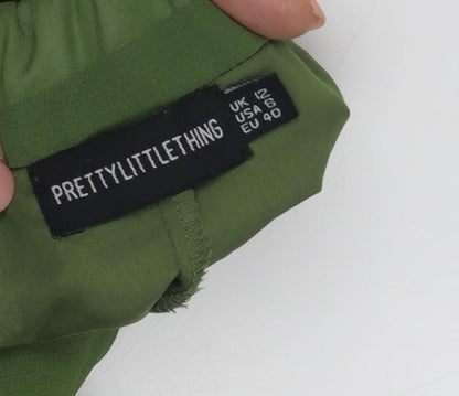 PrettyLittleThing Women's Green Ruffle Shorts Size 12