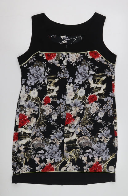 Wallis Women's Black Floral Sleeveless Dress Size 14