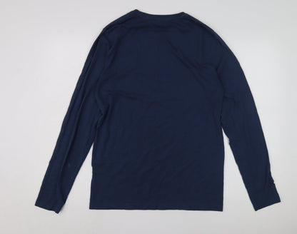 Marks & Spencer Men's Blue Long Sleeve Graphic T-Shirt, M