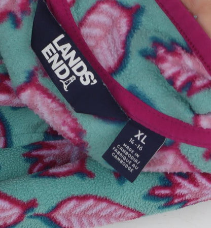 Lands' End Girls Multicoloured XL Henley Fleece Sweatshirt