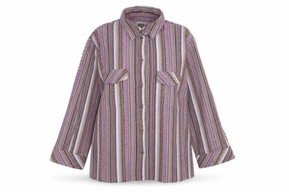 Afibel Women's Multicoloured Striped Button-Up Shirt