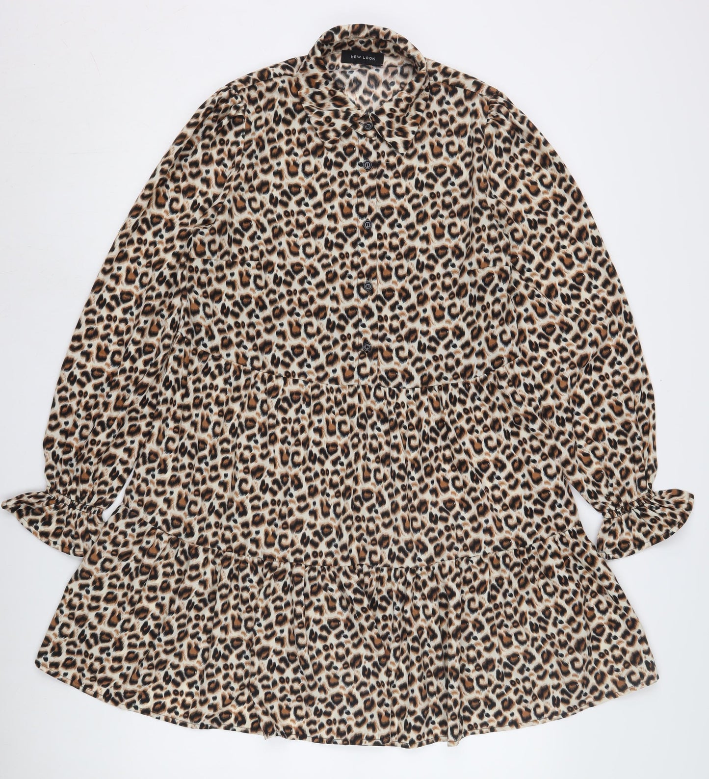 New Look Women's Leopard Print Shirt Dress Size 6