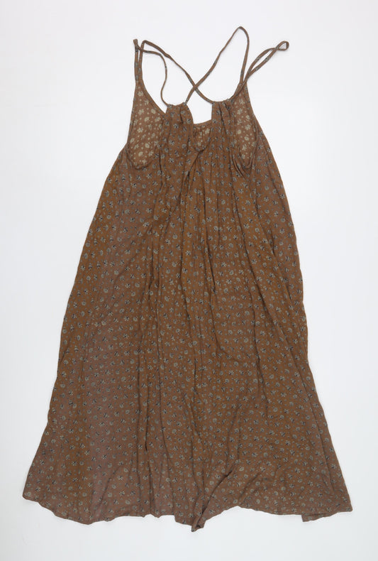 Fat Face Women's Brown Floral Slip Dress Size 12