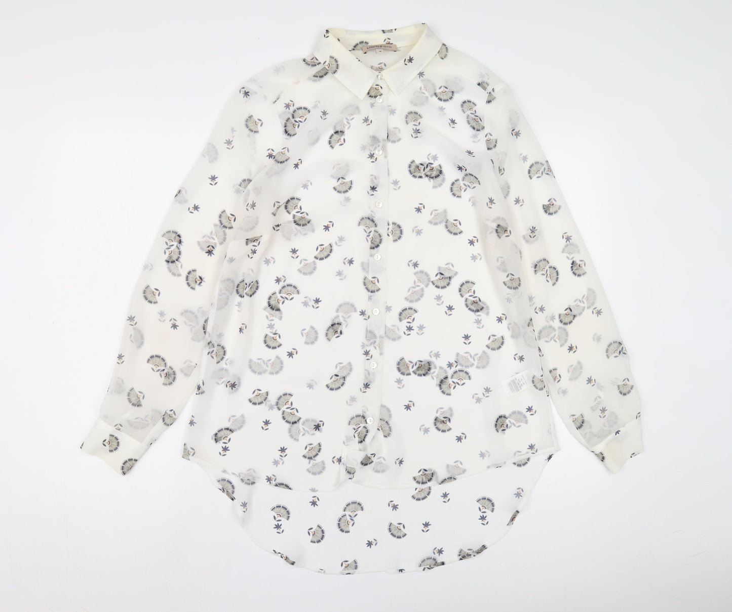 Womens UK Size 14 Limited Edition Ivory Basic Button-Up
