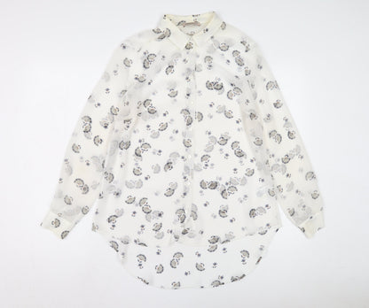 Womens UK Size 14 Limited Edition Ivory Basic Button-Up