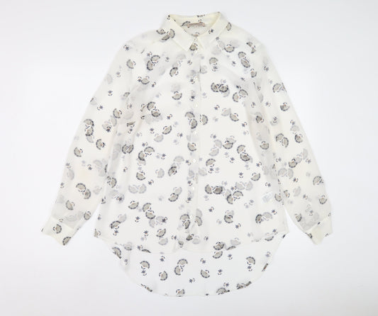 Womens UK Size 14 Limited Edition Ivory Basic Button-Up