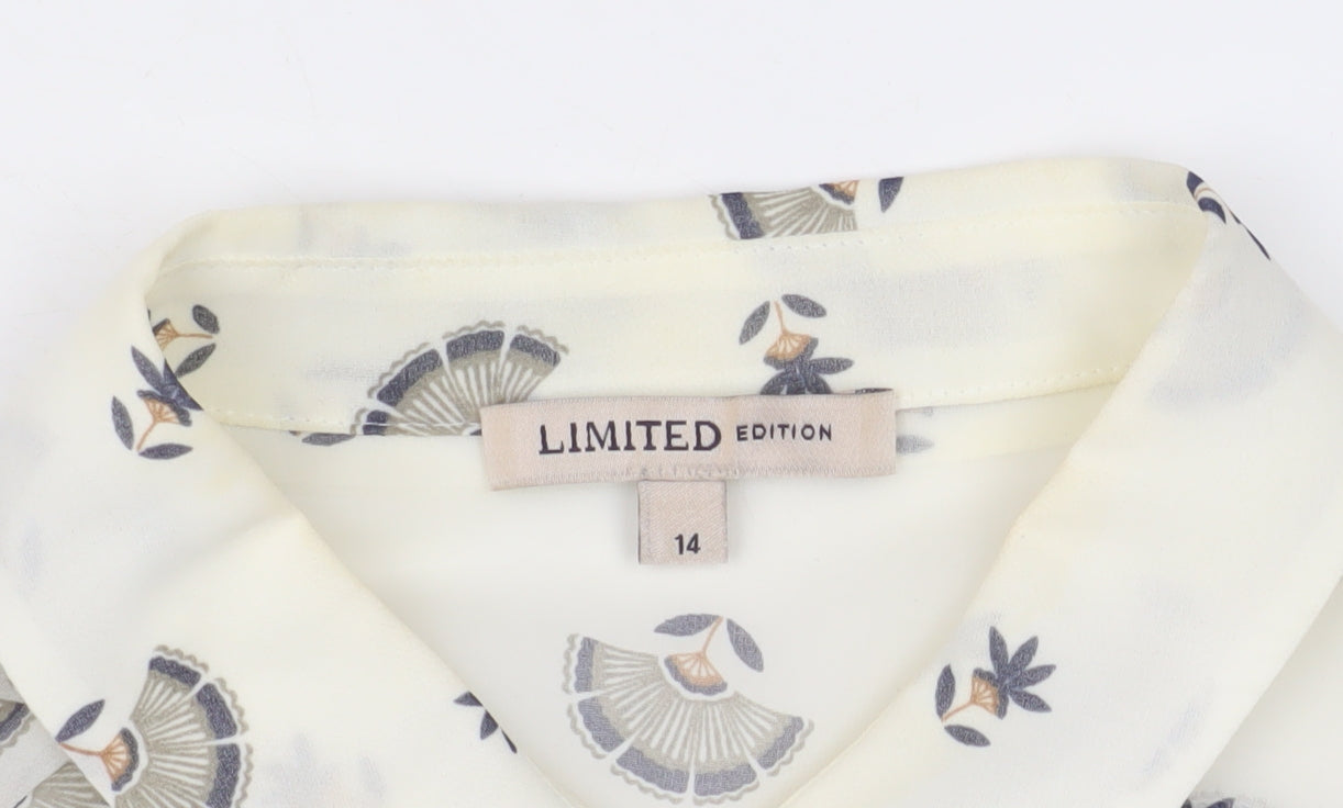 Womens UK Size 14 Limited Edition Ivory Basic Button-Up