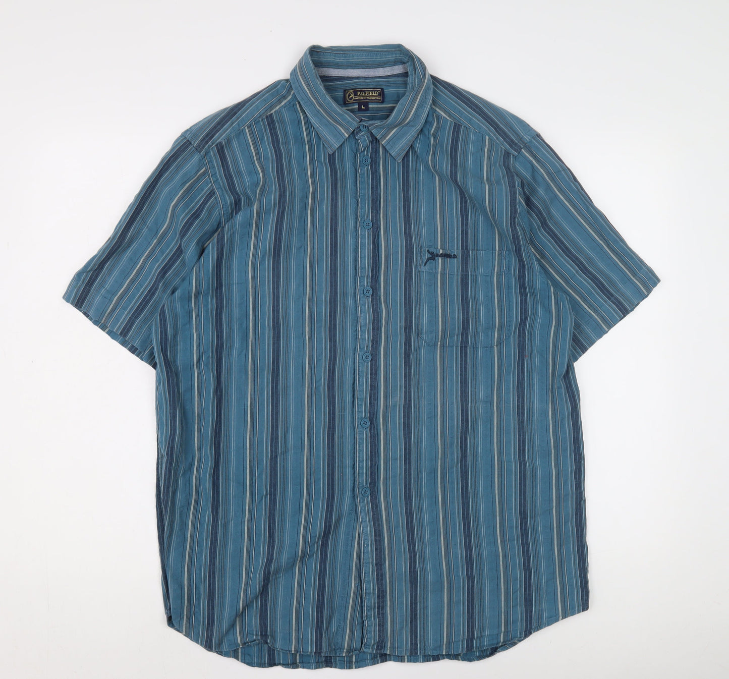 P.G. Field Men’s Blue Striped Shirt L - Casual Comfort
