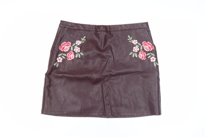 New Look Women's Purple Embroidered Pencil Skirt - Size 14