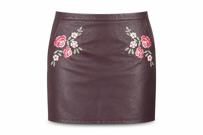 New Look Women's Purple Embroidered Pencil Skirt - Size 14