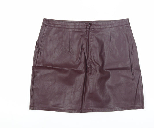 New Look Women's Purple Embroidered Pencil Skirt - Size 14