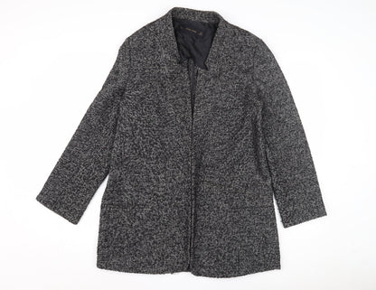 Womens UK Size L Zara Basic Black Overcoat