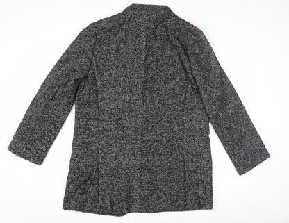 Womens UK Size L Zara Basic Black Overcoat