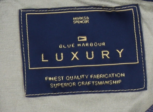 Marks and Spencer Men's Striped Polo, Medium, Blue/Brown