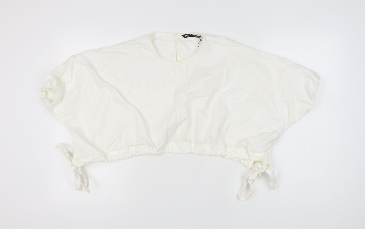 Womens UK Size L Zara White Cropped Blouse