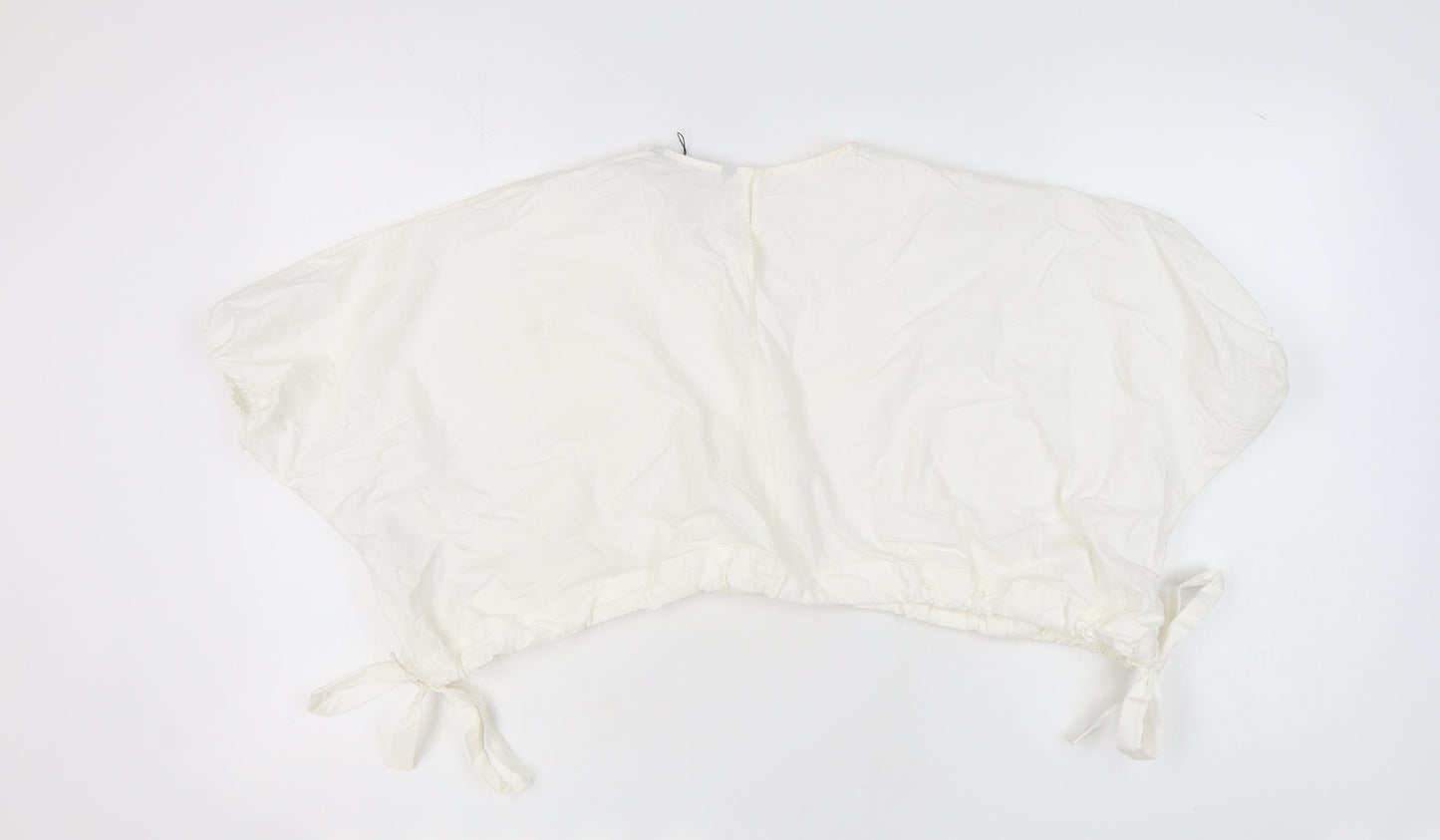 Womens UK Size L Zara White Cropped Blouse