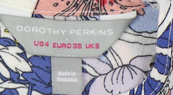 Womens UK Size 4 Dorothy Perkins Multicoloured Basic T-Shirt