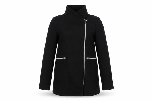 Womens UK Size 12 La Redoute Black Motorcycle Jacket