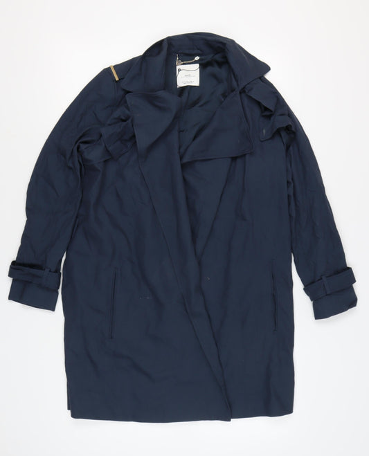 MNG Women's Blue Long Coat Size M Belted