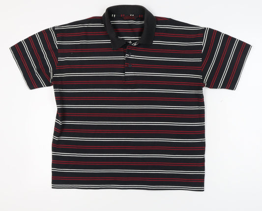 Baresi Men's Black Striped Polo - XL