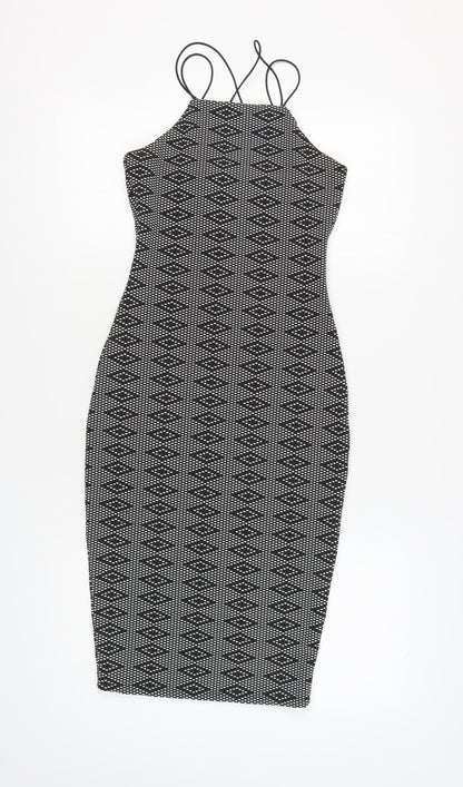 River Island Women's Black Halter Bodycon Dress - Size 8