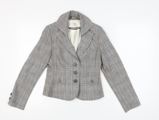 Next Women's Grey Petite Blazer, Size 8, Checked