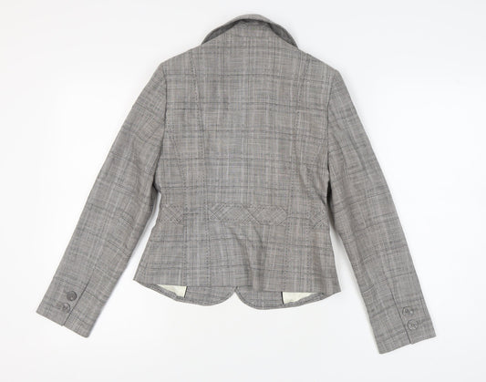 Next Women's Grey Petite Blazer, Size 8, Checked