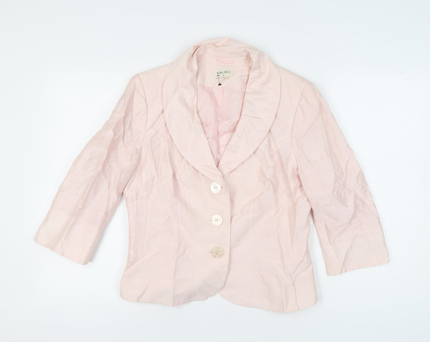 Kaliko Women's Pink Blazer Shawl Collar Size 14