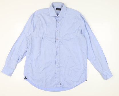 Mens UK Collar Size XL David Saddler Smart Blue  Dress Shirt