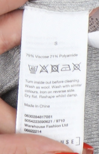 Womens UK Size S Warehouse Grey Cardigan Jumper