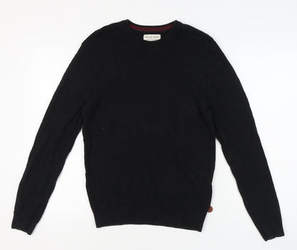Racing Green Men's Black Cotton Pullover Jumper Size L