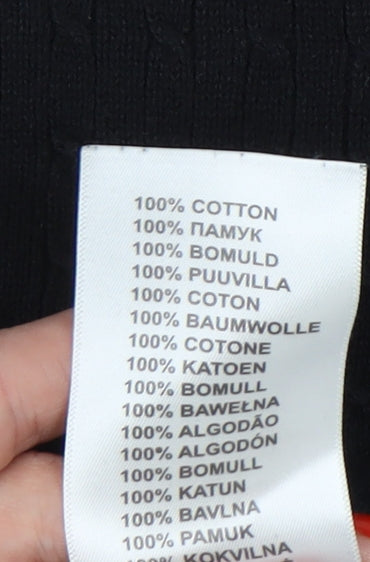 Racing Green Men's Black Cotton Pullover Jumper Size L