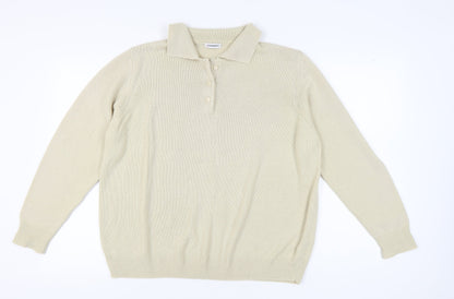 Damart Women's Beige Collared Full Zip Jumper, Size M