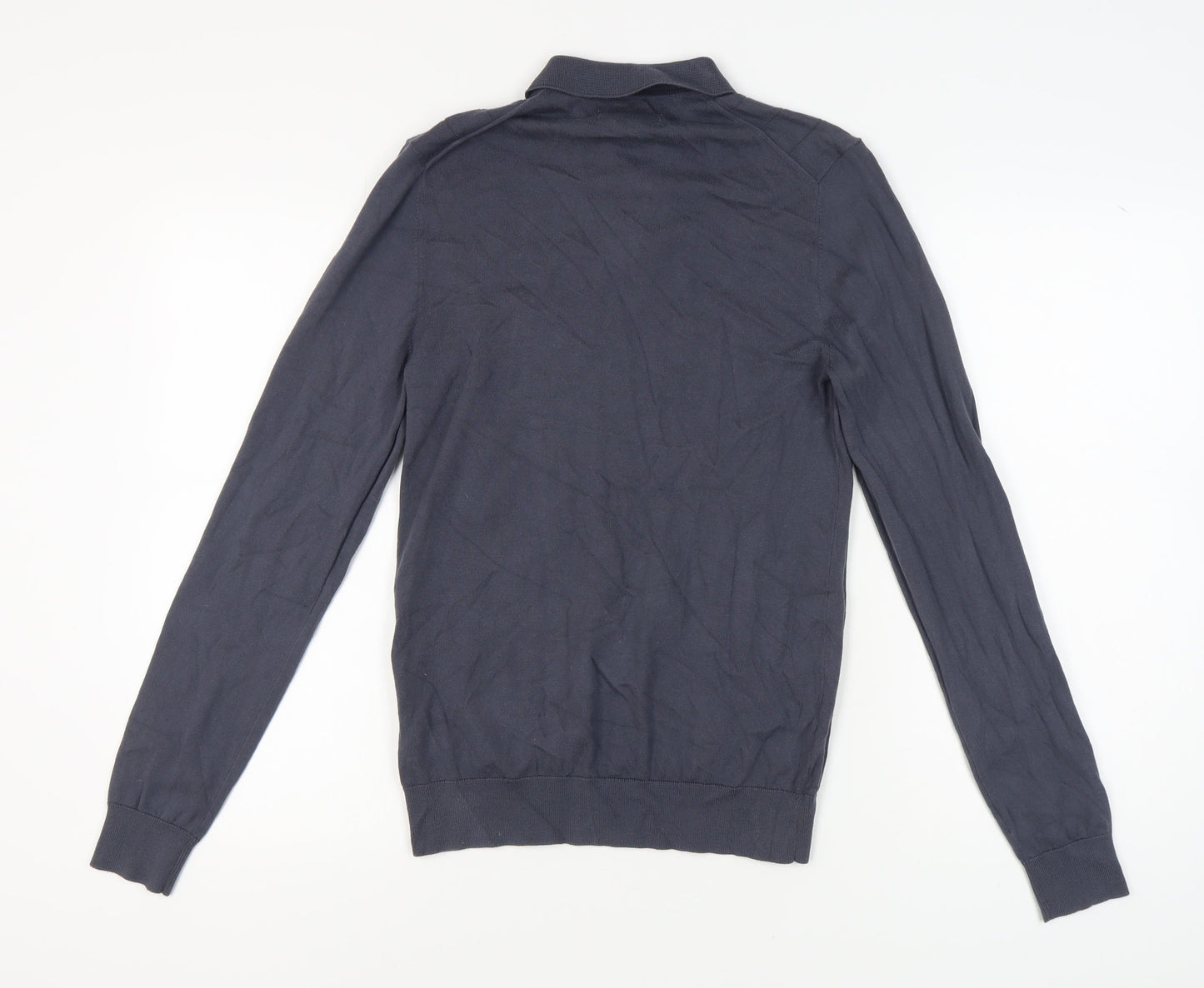 Marks and Spencer Men's Blue Long Sleeve Polo S