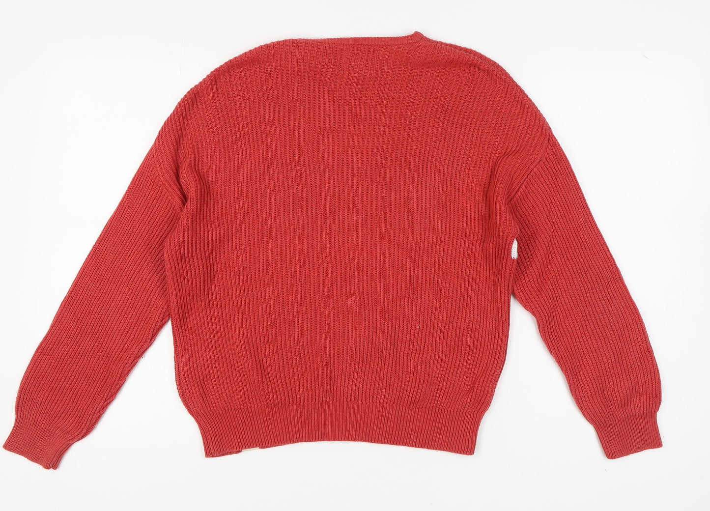 Pull&Bear Men's Red Striped Pullover Jumper XS