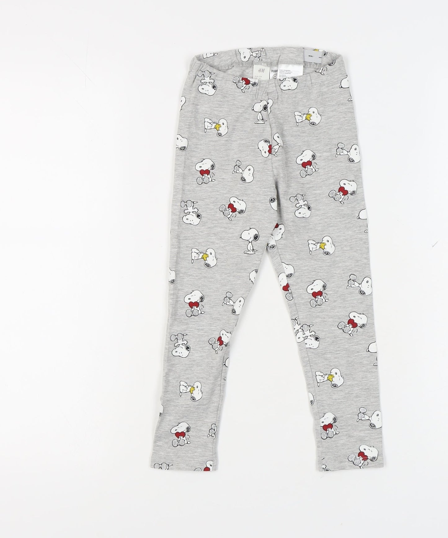 H&M Girls Grey Snoopy Ankle Leggings 4 Years Cotton Blend