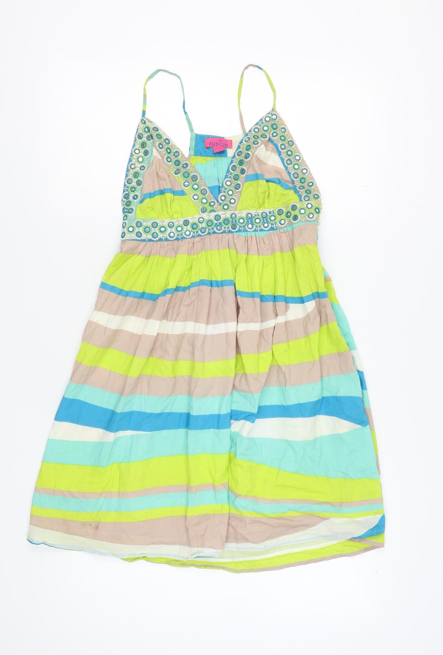 Monsoon Fusion Women's Multicoloured Strappy Dress Size 8