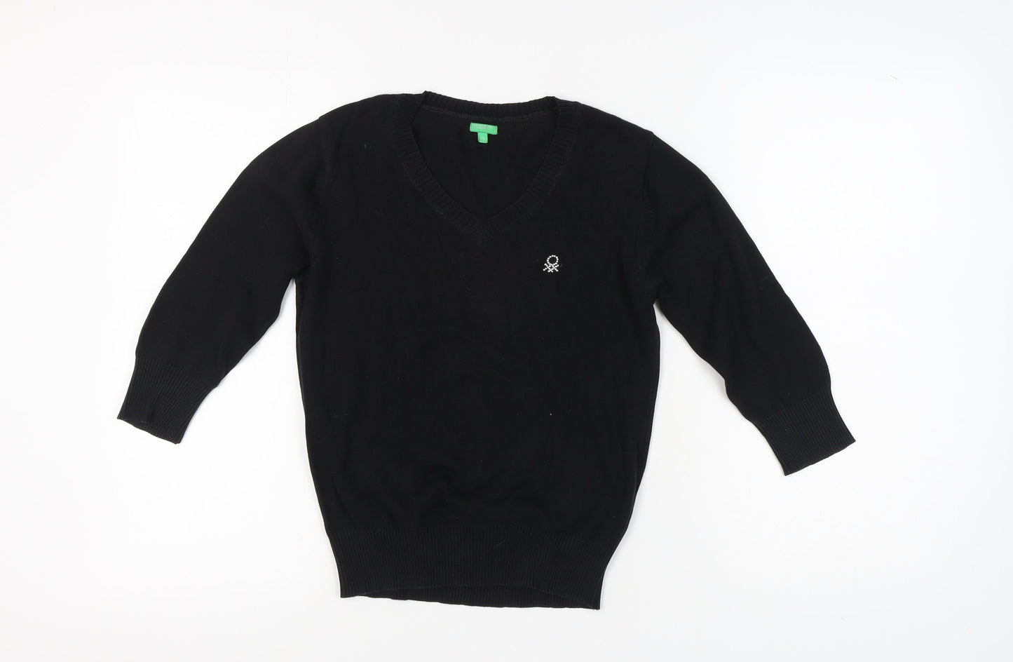 Womens UK Size S United Colors of Benetton Black Pullover Jumper