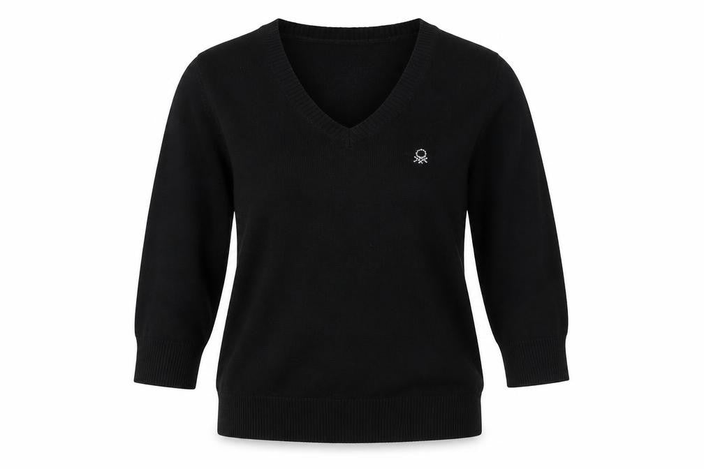 Womens UK Size S United Colors of Benetton Black Pullover Jumper