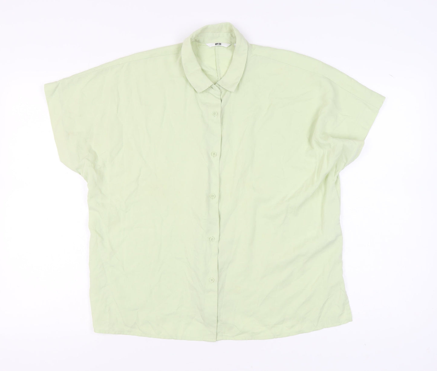 Womens UK Size M Uniqlo Green Basic Button-Up