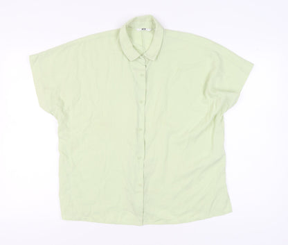 Womens UK Size M Uniqlo Green Basic Button-Up