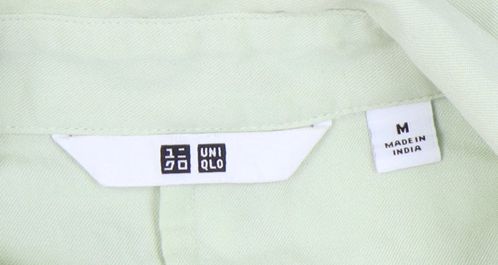 Womens UK Size M Uniqlo Green Basic Button-Up