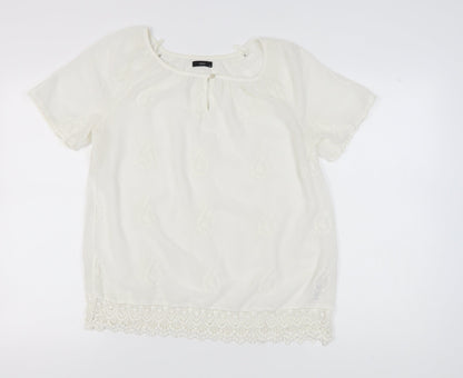 M&Co Women's Ivory Lace Accent Top Size 14